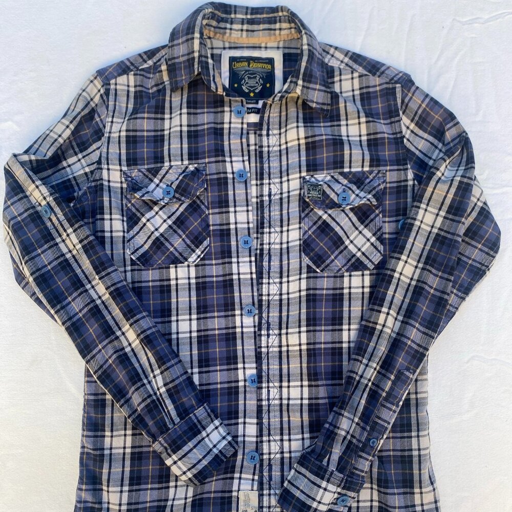 Urban Behavior Woman's Flannel Plaid Flap Chest Pockets Slim Fit Shirt Small